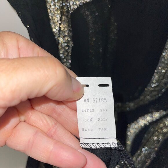 Desiree New York Paris Vintage Womens Dress Size 12 Black Sheer Metallic Midi - Picture 5 of 9